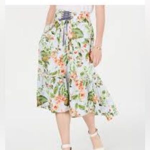 TommY Hilfiger Blue Pinstripe Floral Skirt